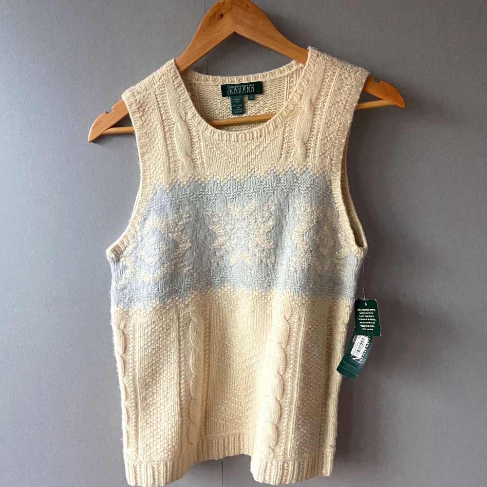 Nordic Faire Isle Ralph Lauren Hand Knit  Sleeveless Christmas Sweater